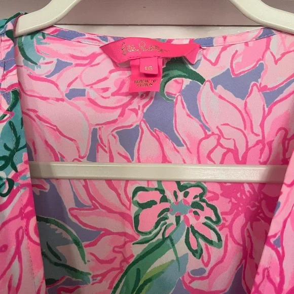 Floral Pink and Green Dress Lilly Pulitzer size 16 - Picture 3 of 4